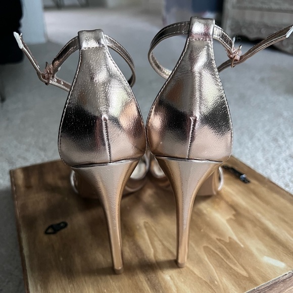 Lulu’s Loveliness Rose Gold Ankle Strap Heels - Size 8 - Picture 5 of 9